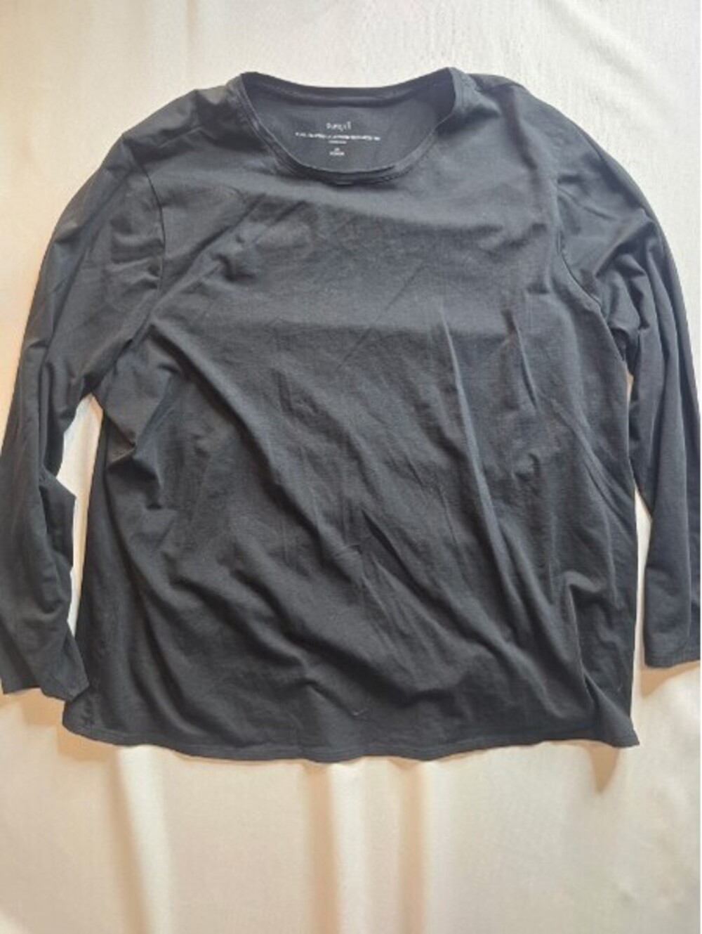 Pure Jill Stretch Cotton Crew-Neck Long Sleeve Tee 3X Women Black